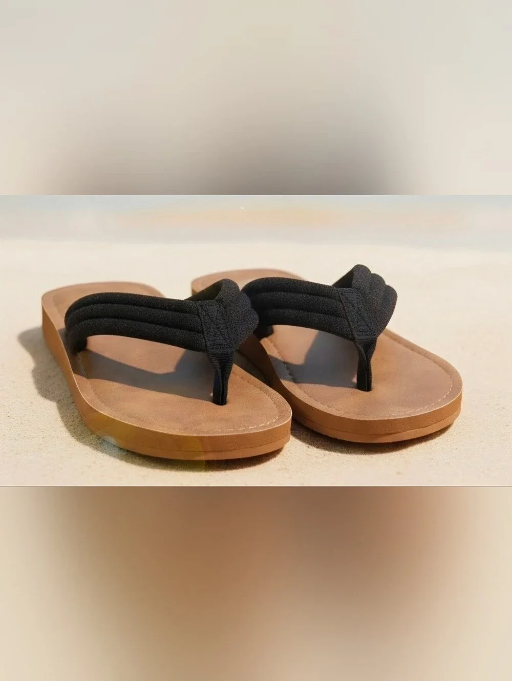 Naturalizer Womans Black Fabric Thong Sandals